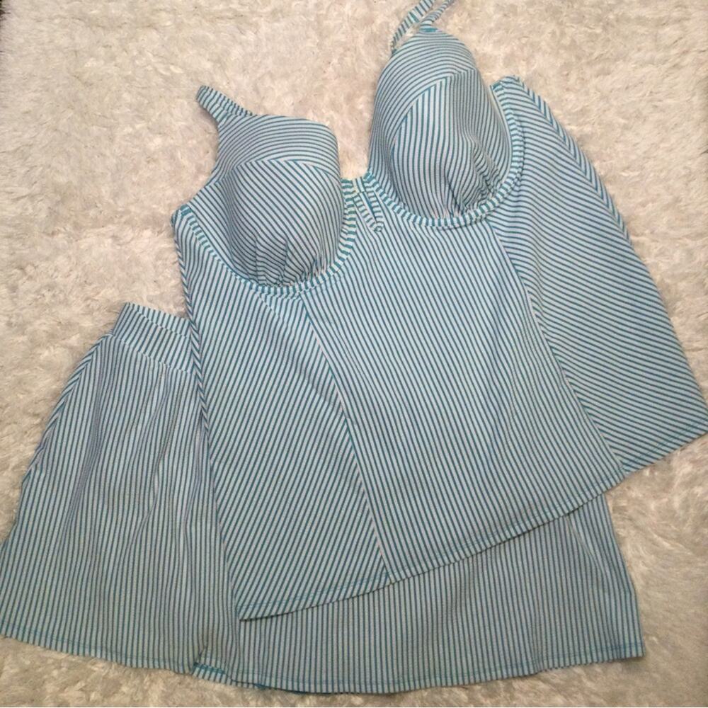 Swim by Cacique 2-Pc Swimsuit Tankini 44DDD & Swim Skirt Size 24 Split sizes